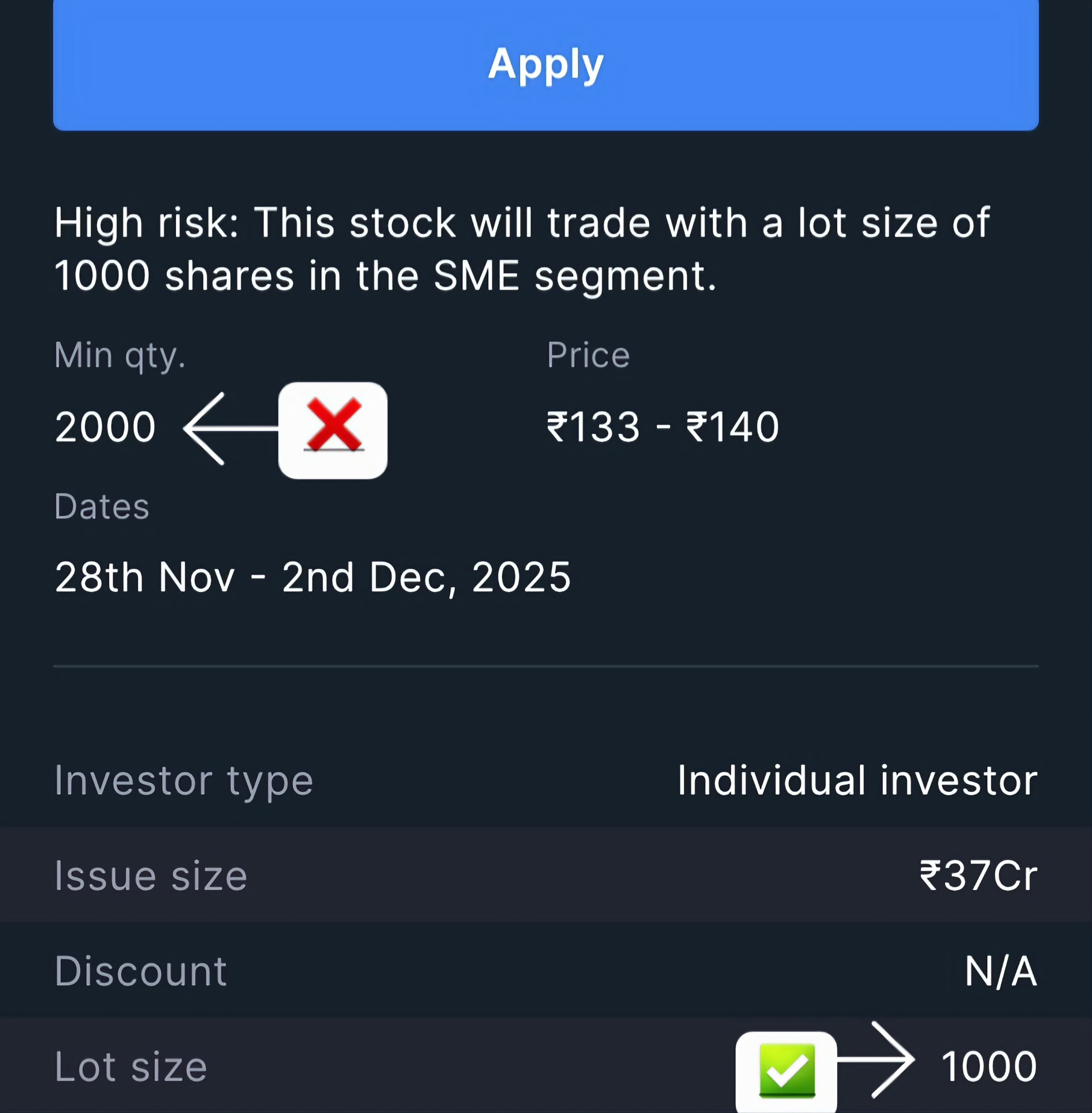 IPO Lot Structure Example